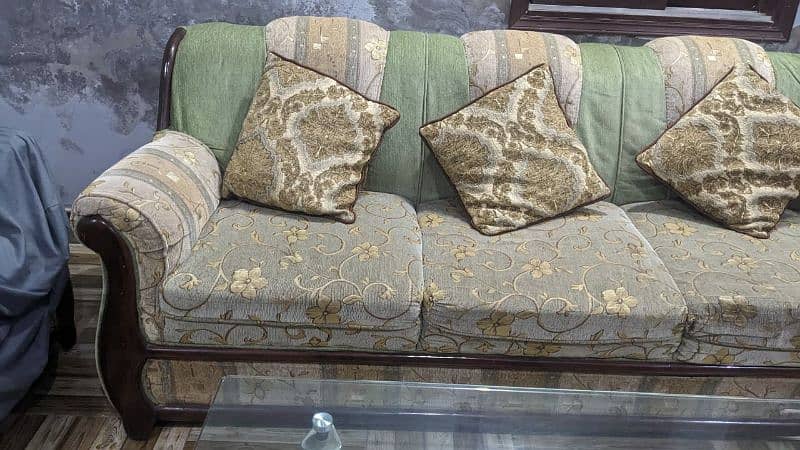 5 seater sofa set with glass table 2