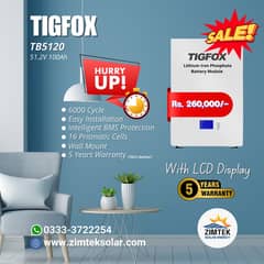 TIGFOX Lithium Battery (LifePO4) 51.2V, 100Ah, 5120W