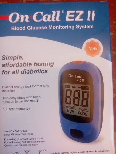 On Call EZ 11 sugar blood glucose monitor pkr 1800 3