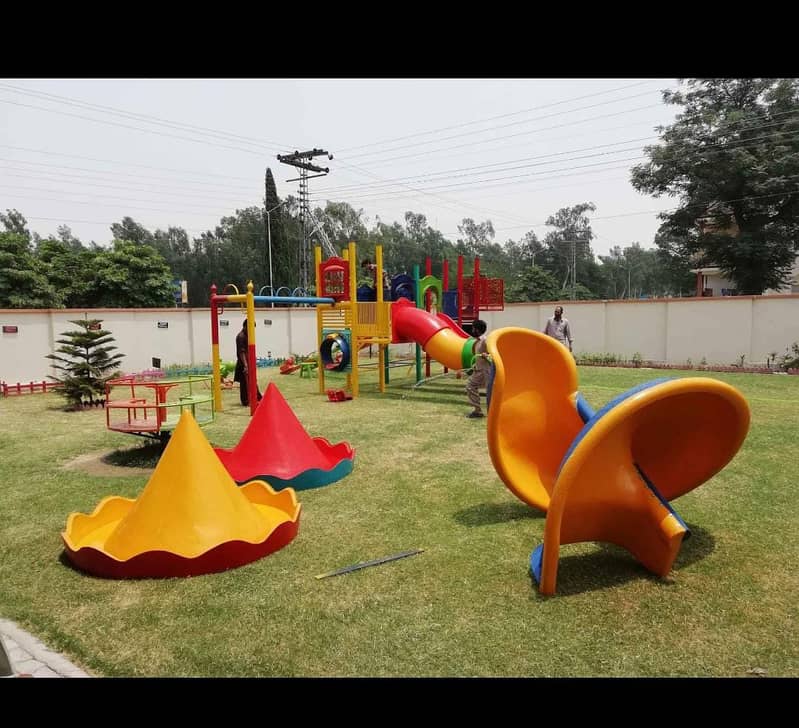 Multiple Swings & Slide| Wooden Tree House |Seesaw| Bench|Gazibo 12