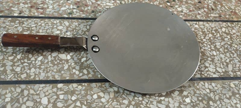 Silver steel small and medium karahi + 01 bread maker tawa 1