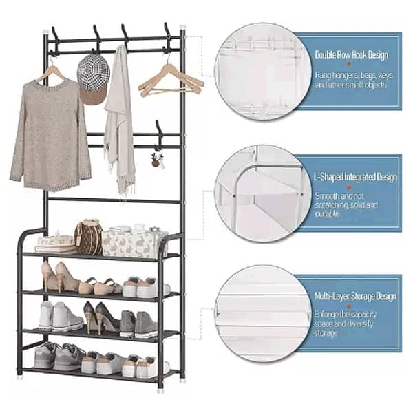 Multifunctional Shoe Rack With Hanger - Vertical Shoe Cabinet For High 2