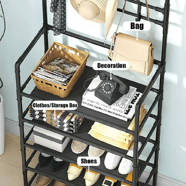 Multifunctional Shoe Rack With Hanger - Vertical Shoe Cabinet For High 4