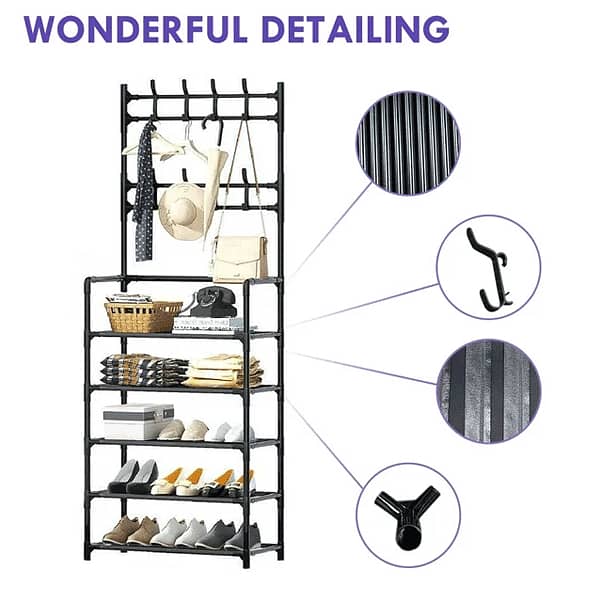 Multifunctional Shoe Rack With Hanger - Vertical Shoe Cabinet For High 5