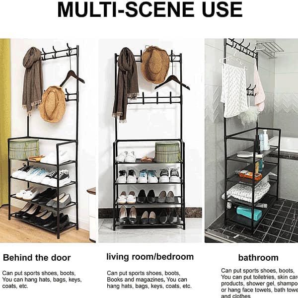 Multifunctional Shoe Rack With Hanger - Vertical Shoe Cabinet For High 8