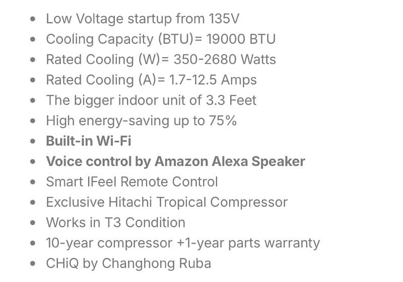 CHIQ by Changhong Ruba DC INVERTER AC SDH-18OCI 1.5 TON 3