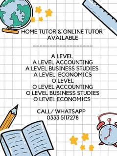 o level a levels home tuition and online tuition