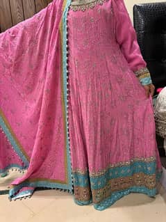 Bareeze brand Pink colored frock with heavy work