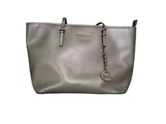 Original Michael Kors Metallic Silver Large Jet Set Travel Tote