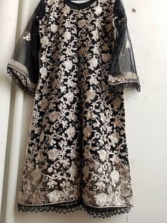 size medium shirt black with embroidery white and dupatta black