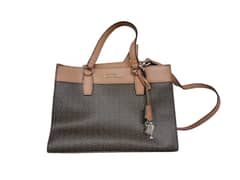 Original Guess Hand Bag Brown Purse Satchel Logo Cocoa Multi Two Toned