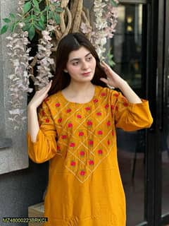 2 piece women stitched Arabic lawn printed shirt 0