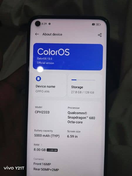 oppo a96 8 + 4 ram 128 GB 4