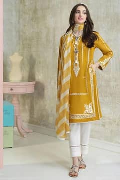 women Unstitched Lawn Embroidered suit