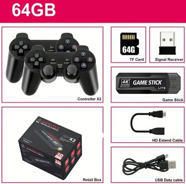 DOUBLE WIRELESS CONTROLLER'S GD10 GAME STICK 37,000+Games 1