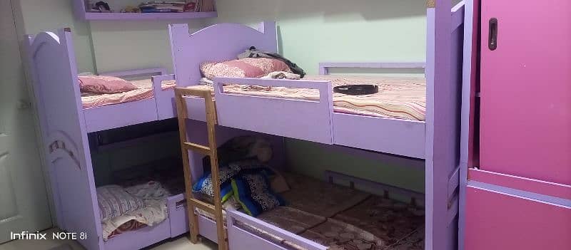 kids bunk beds with Molty foam mattress and room furniture 4