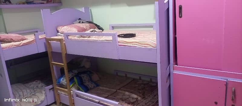 kids bunk beds with Molty foam mattress and room furniture 5