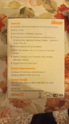 ufone blaze unlocked device all sim working with box 0