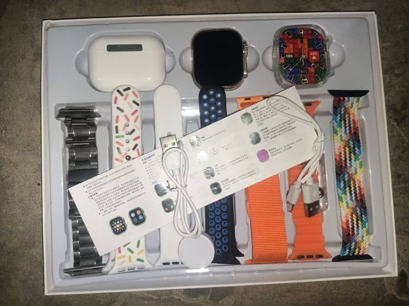 i20 smart watch + airpods pro with chargers and 7 straps new 3