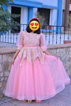 Pink Party Dress Long Fawl Frok