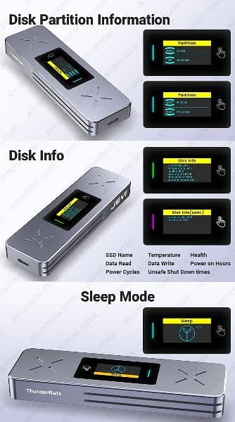 SSD Enclosure JEYI Visual Smart M. 2 NVMe /SATA USB 3.2 Gen 2 10Gbps, 8