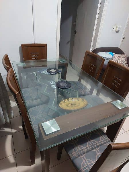 Wood Glass DINING TABLE WITH 6 CHAIRS 0