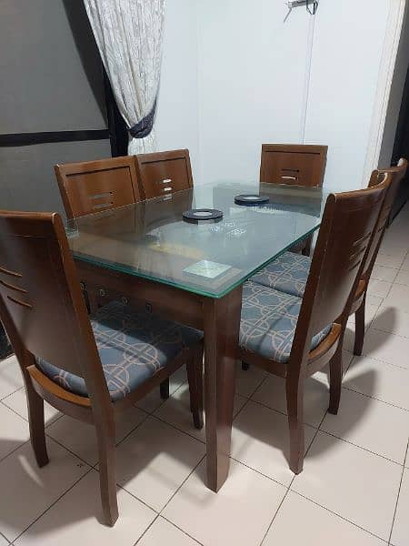 Wood Glass DINING TABLE WITH 6 CHAIRS 1