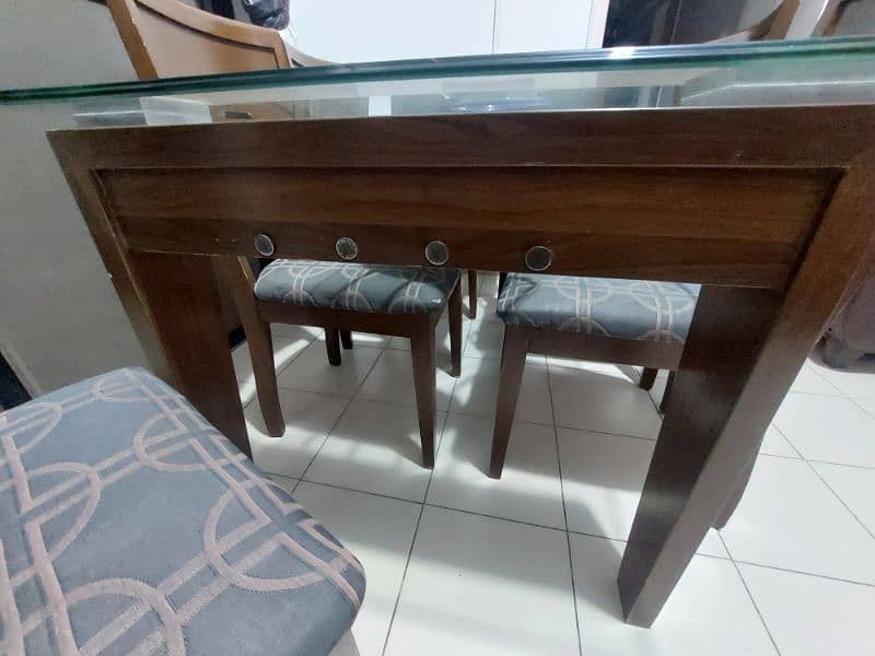 Wood Glass DINING TABLE WITH 6 CHAIRS 6