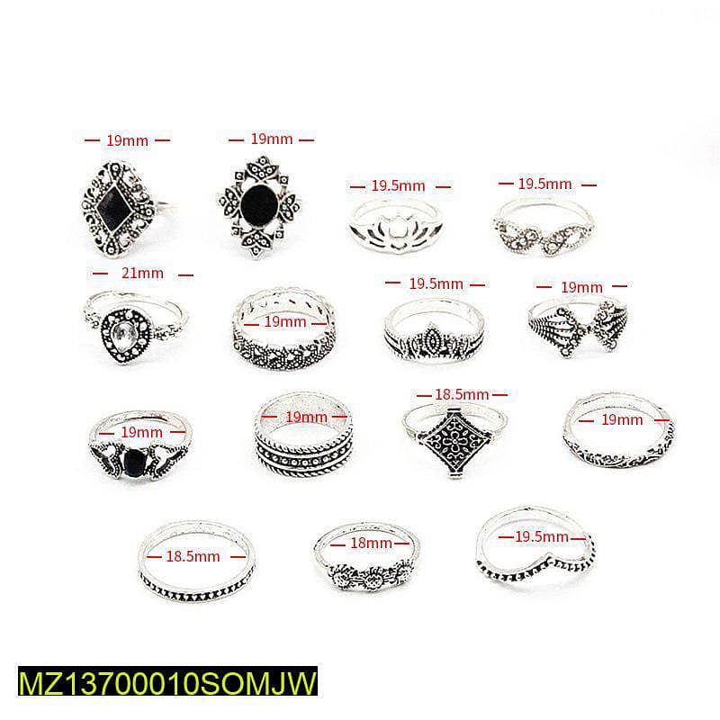 15 pieces trendy Rings set for Girls 1