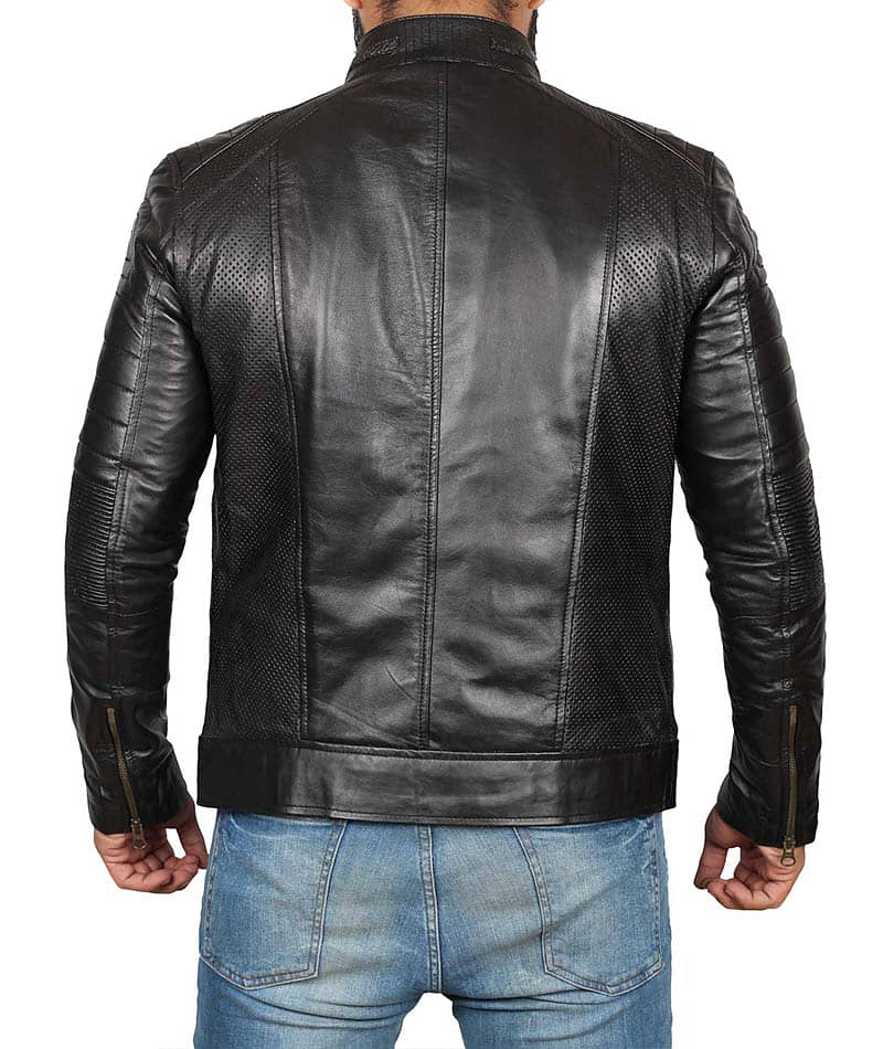 Motorbike orignal Black Leather jacket manufacturer long coat Blazer 3