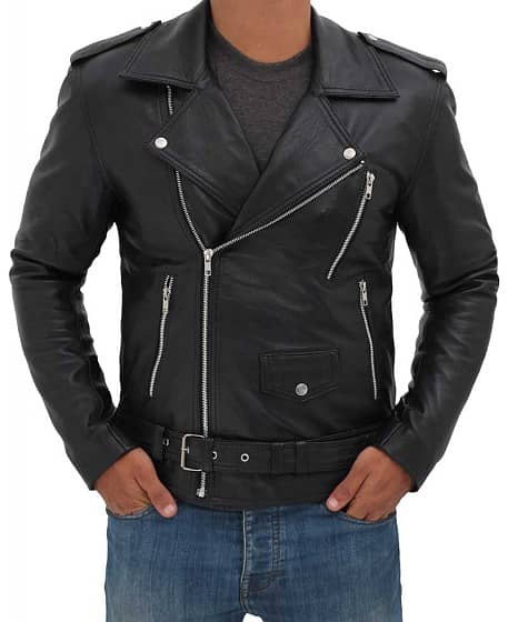 Motorbike Genuine Black leather jacket for women and men 1