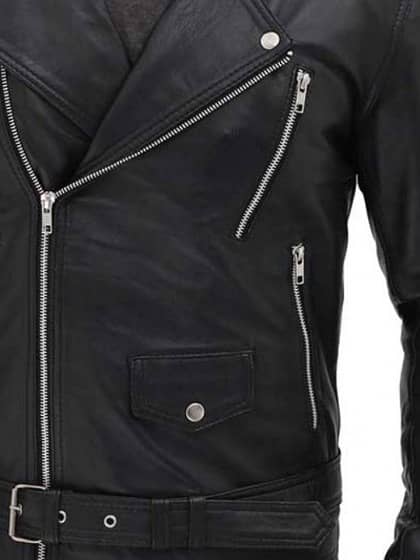 Motorbike Genuine Black leather jacket for women and men 2