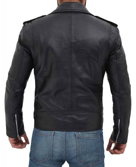 Motorbike Genuine Black leather jacket for women and men 5