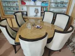 Dinning Table with 6 chairs, Glass on table