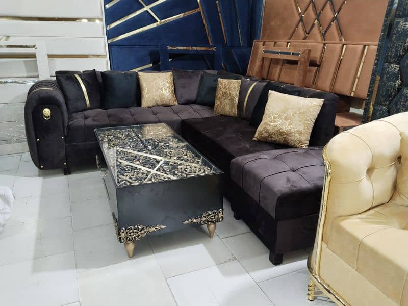 L shape sofa / corner sofa / six seater / velvet sofa / Sofa for sale 12