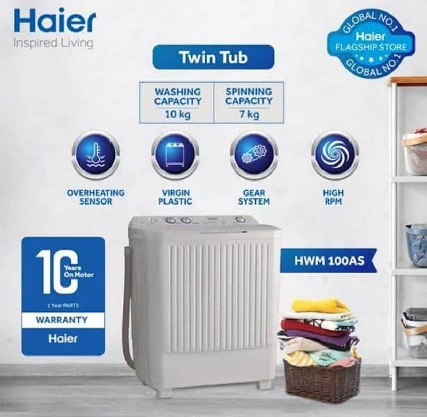 Haier 10 kg Twin Tub Washing Machine HWM-100AS 0