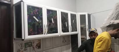 Aluminium Glass Kitchen Cabinets work