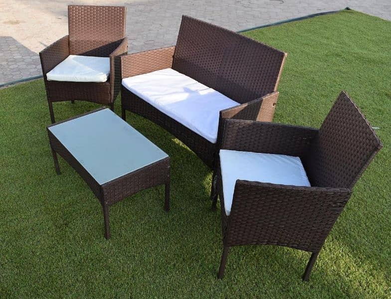 OUTDOOR GARDEN RATTAN UPVC FURNITURE SOFA SET CHAIRS TABLE UMBRELLA 12