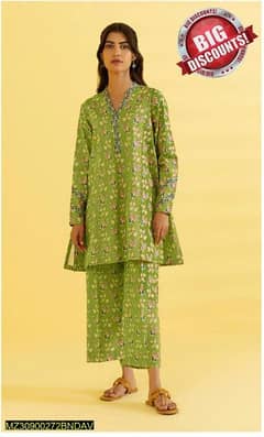 New 2 pcs women unstitched lawn printed suit