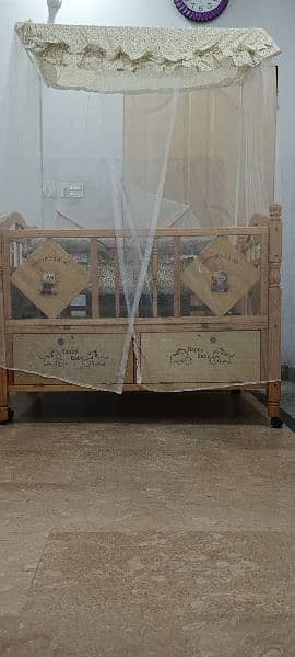 wooden Baby cart / wooden baby cot / baby bed with swing and mattress 5