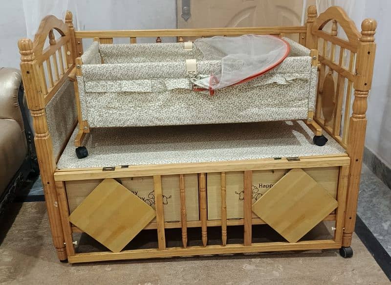 wooden Baby cart / wooden baby cot / baby bed with swing and mattress 9