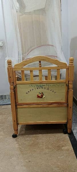 wooden Baby cart / wooden baby cot / baby bed with swing and mattress 15