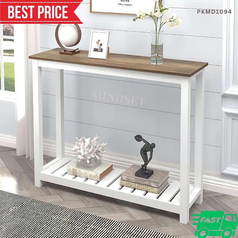 Entryway Console Table with Metal for Living Room,Wood & Metal Frame 0