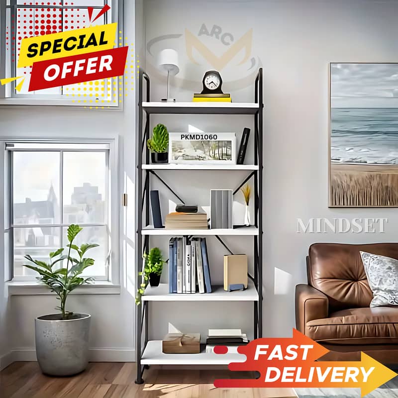 5 tier Bookshelf Open shelf, Industrial Storage Rack for Office 0