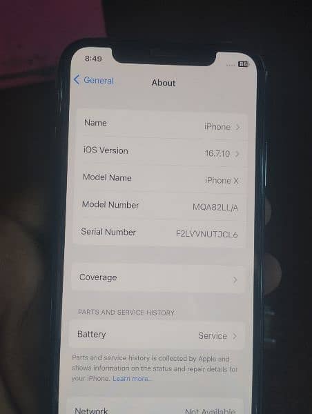 Iphone X 256gb 2month SIM time baki 10