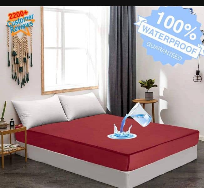 Terry Cotton Plain Double Bed Mattress Cover 3