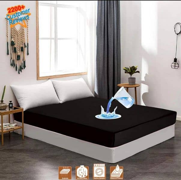 Terry Cotton Plain Double Bed Mattress Cover 6