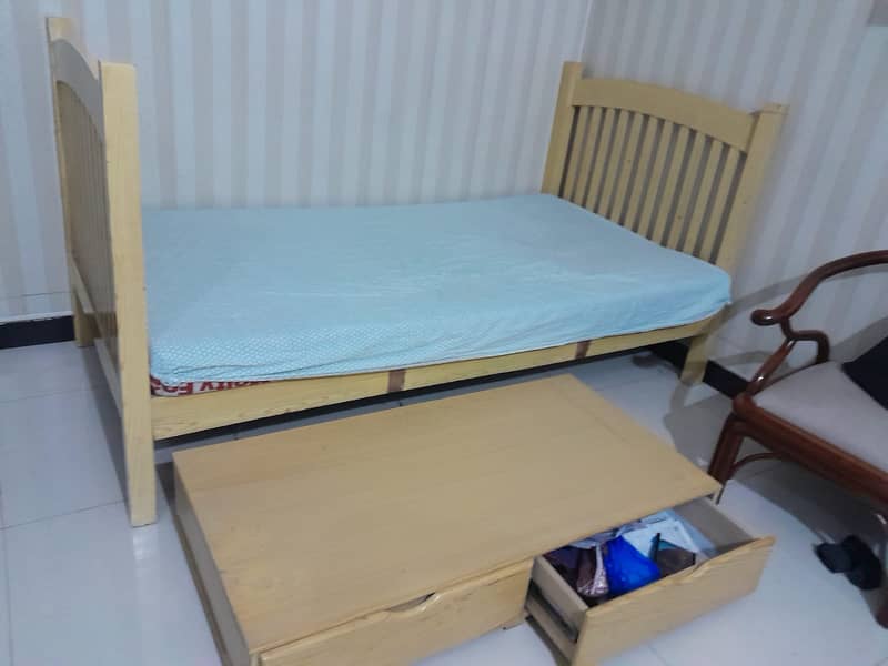 Wooden bunk bed, attached ladder, under bed storage drawers 1