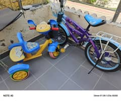 baby cycle and 12 years girl cycle for sale