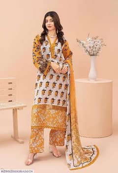 3 Pcs women's Suit unstitched digital print